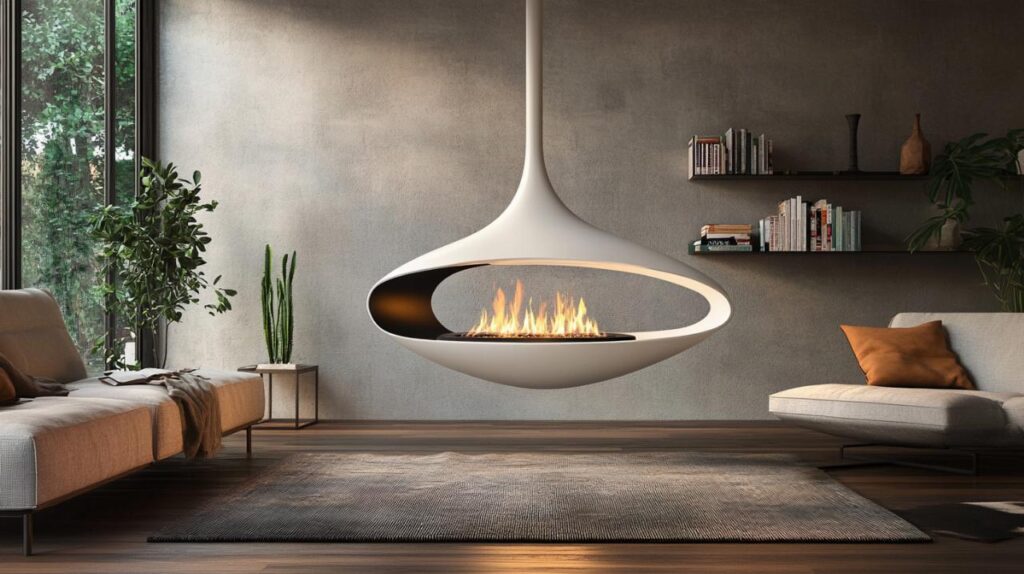 CHARLIE – Chimenea de etanol suspendida con entrega gratuita en acero negro: ventajas frente a la chimenea de mesa tradicional